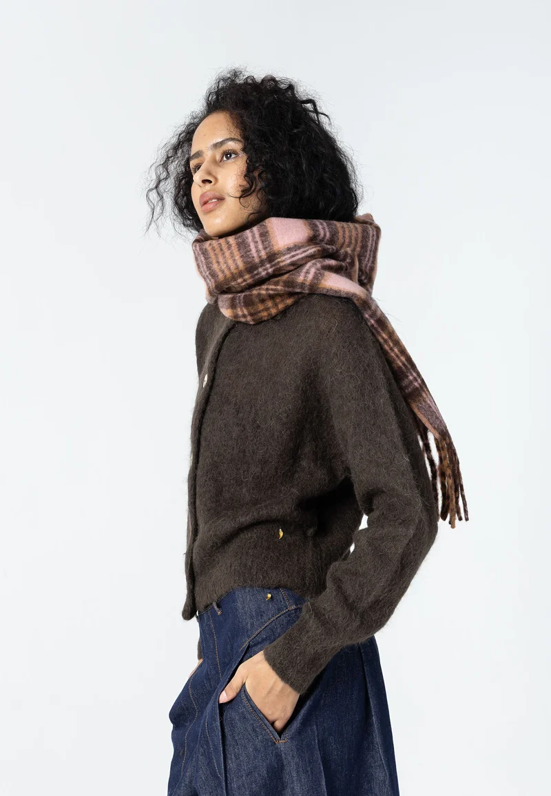 Maren halsduk - Rose/brown check