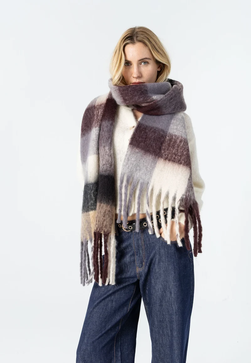 Maren halsduk - Grey/brown check