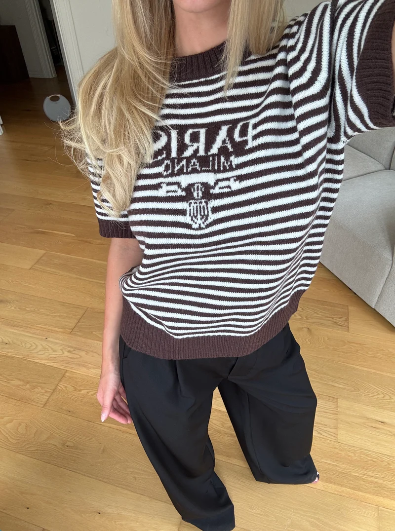 Martine striktrøje mørkebrun