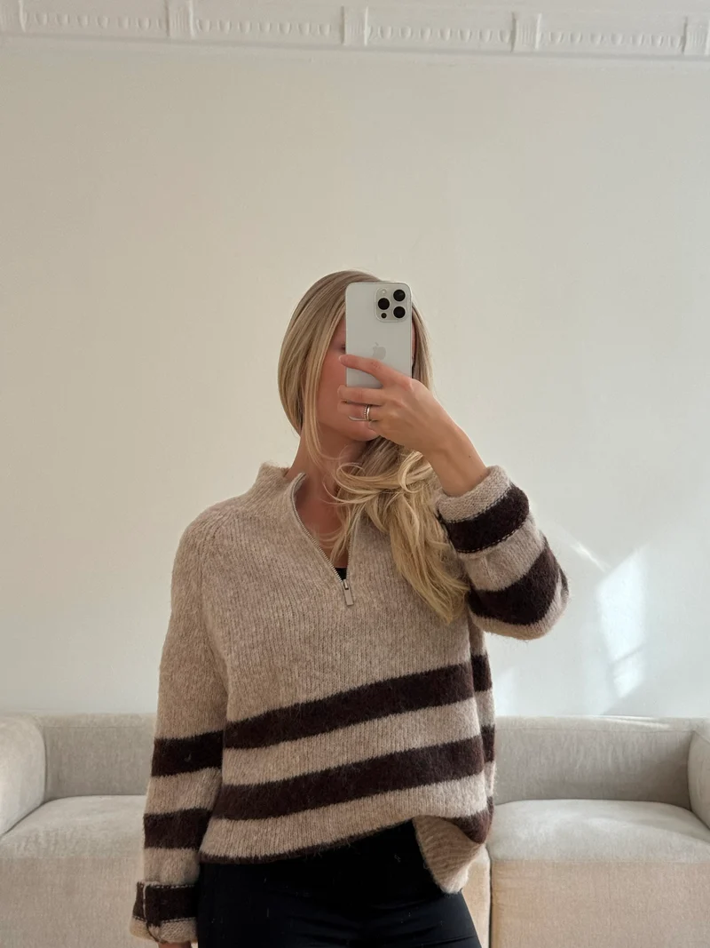 Helena striktrøje lysebrun
