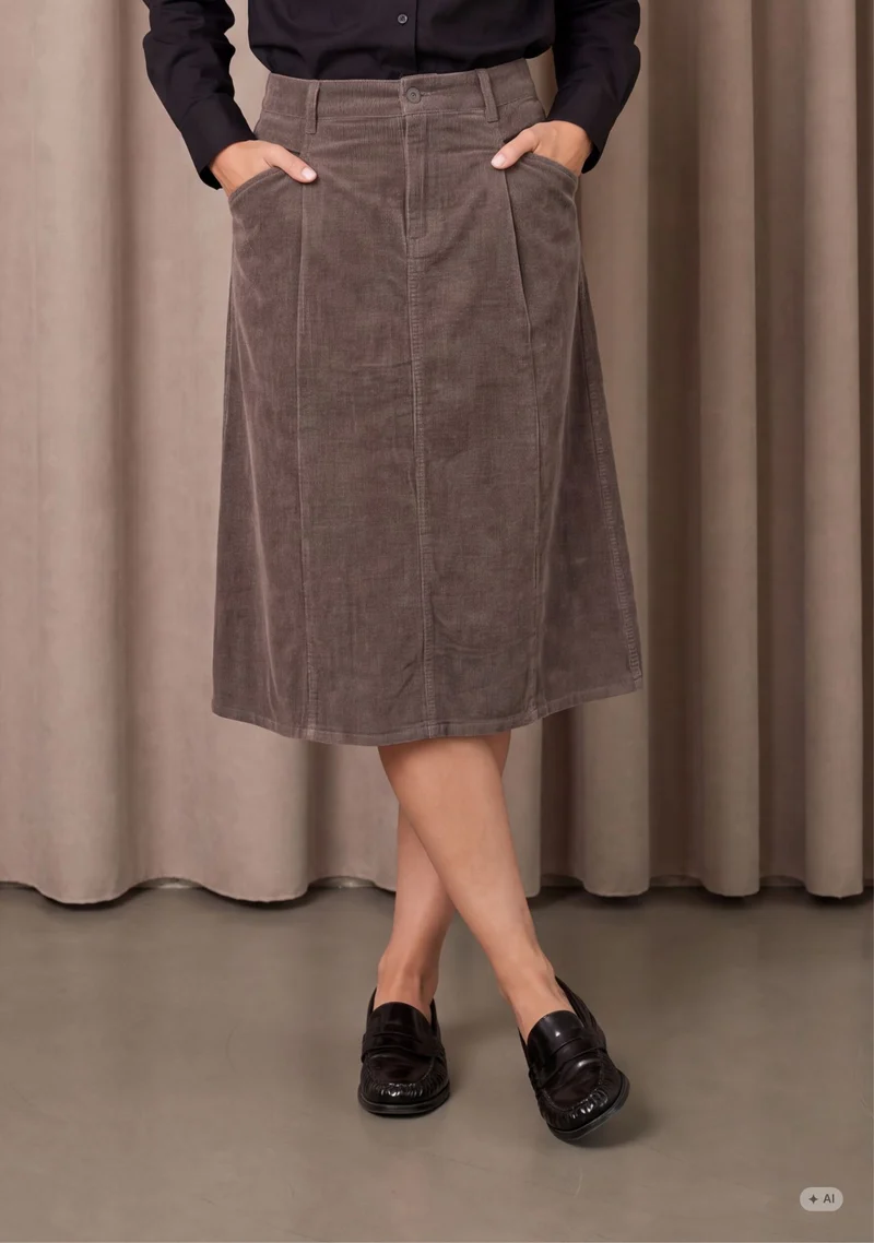 Barbel Corduroy Skirt - Washed Taupe
