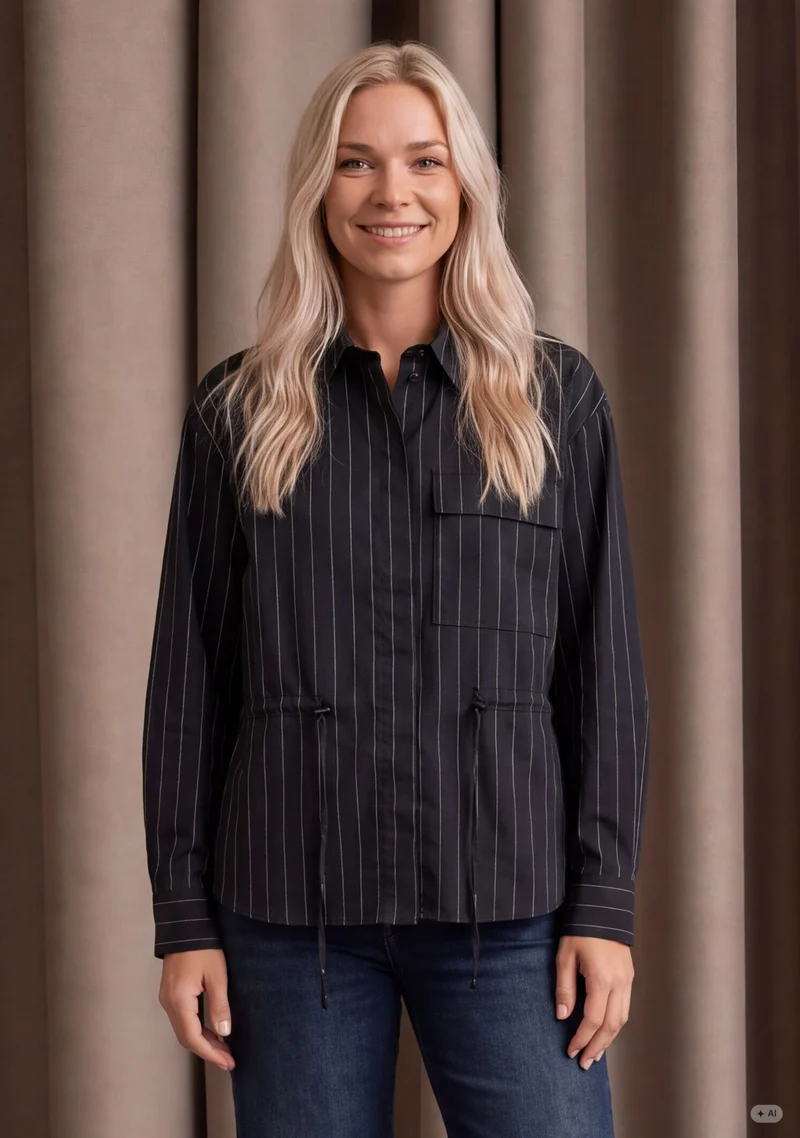 Sigga Striped Jacket - Black Pinstripe