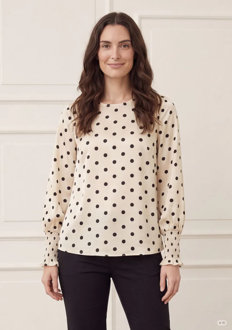 Kleo Blouse - Cream w/Dots
