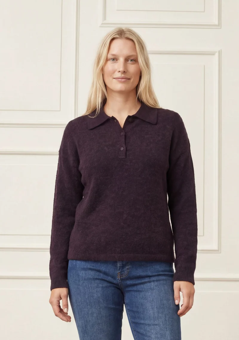 Anna Colar Pullover - Aubergine