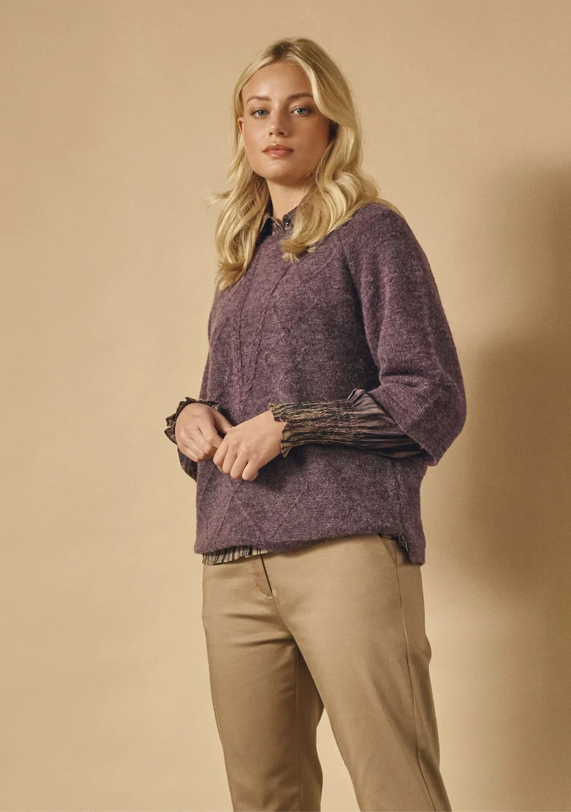 Anna s/s Pullover - Aubergine