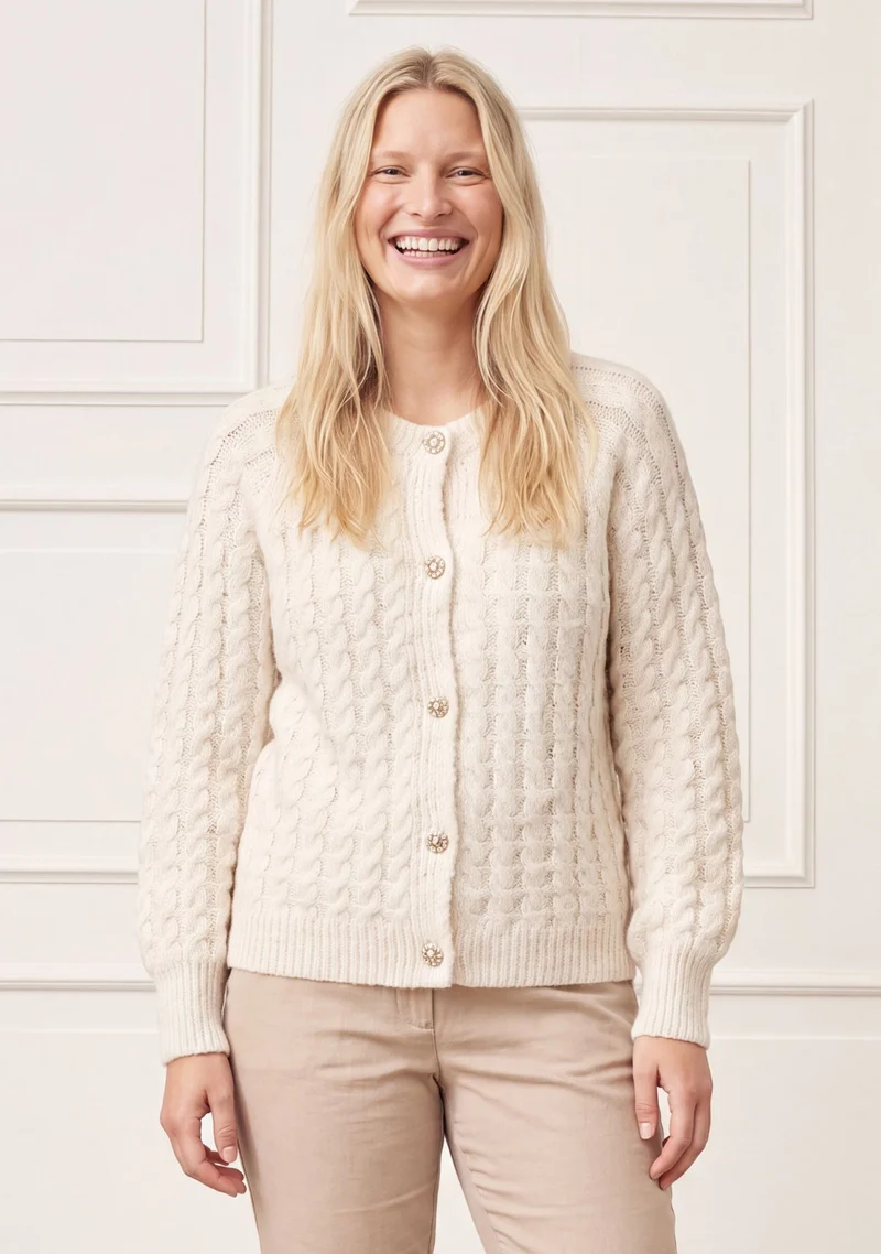 Anna Cable Cardigan - Broken White