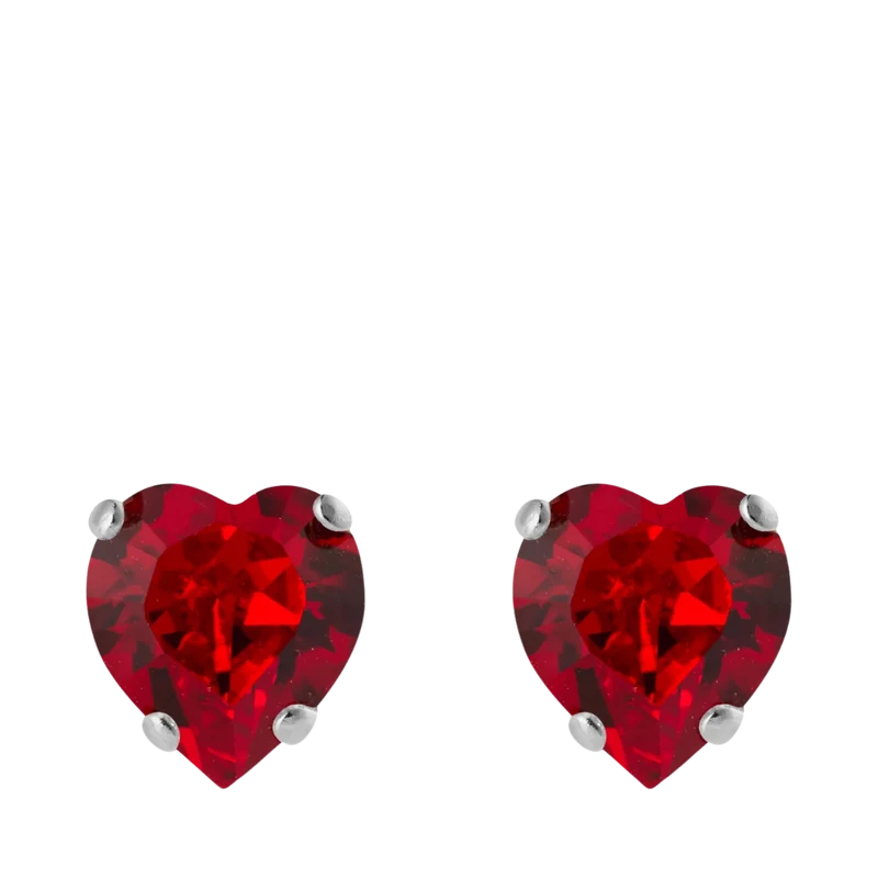 Heart Earrings Rhodium - Light Siam