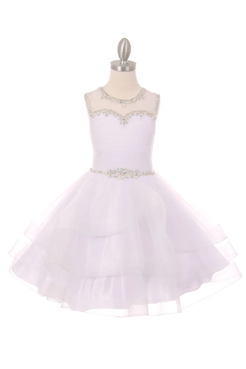 Beaded Stones Bodice Organza Tyll Flickklänning från Cinderella Couture USA AS5050