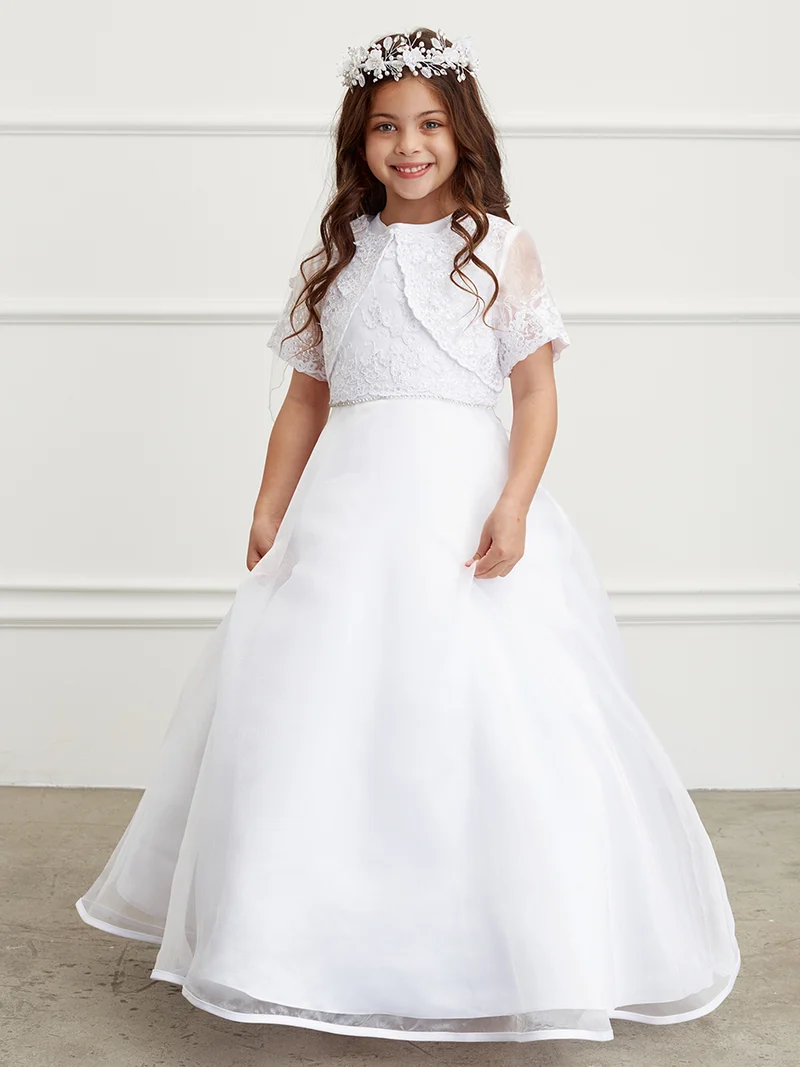 Satin Girl Party Dress med Strassblomma från Cinderella Couture USA AS1197
