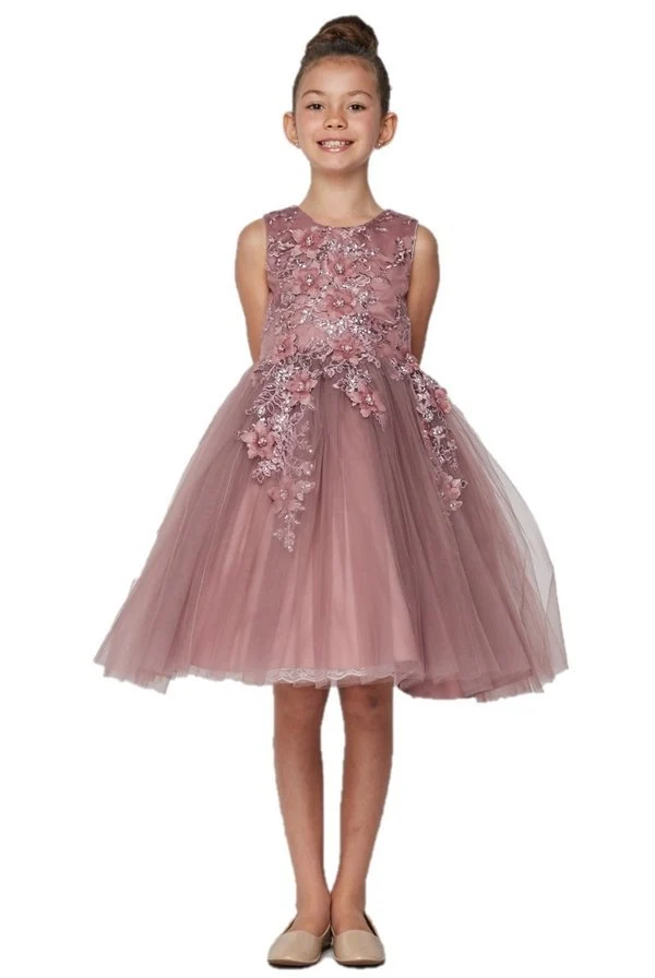 Blommig tyll flickklänning från Cinderella Couture USA AS9040