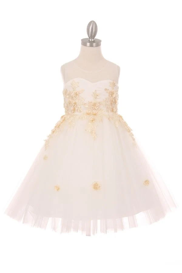 Blommig tyll flickklänning från Cinderella Couture USA AS9035