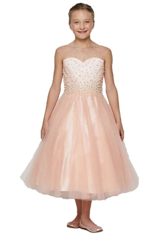 Pearl Bodice Satin Tyll Festklänning från Cinderella Couture USA AS5053