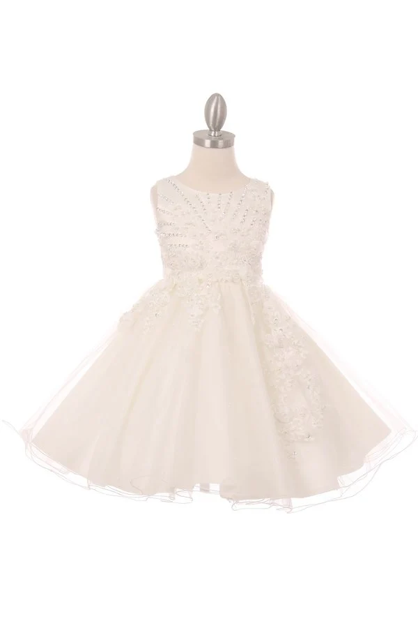 Festklänning med pärlpärlor och blommig glitter i tyll från Cinderella Couture USA AS9022