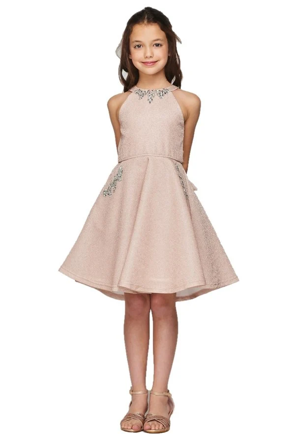 Metallic Rhinestone Halter Party Dress från Cinderella Couture USA 5085