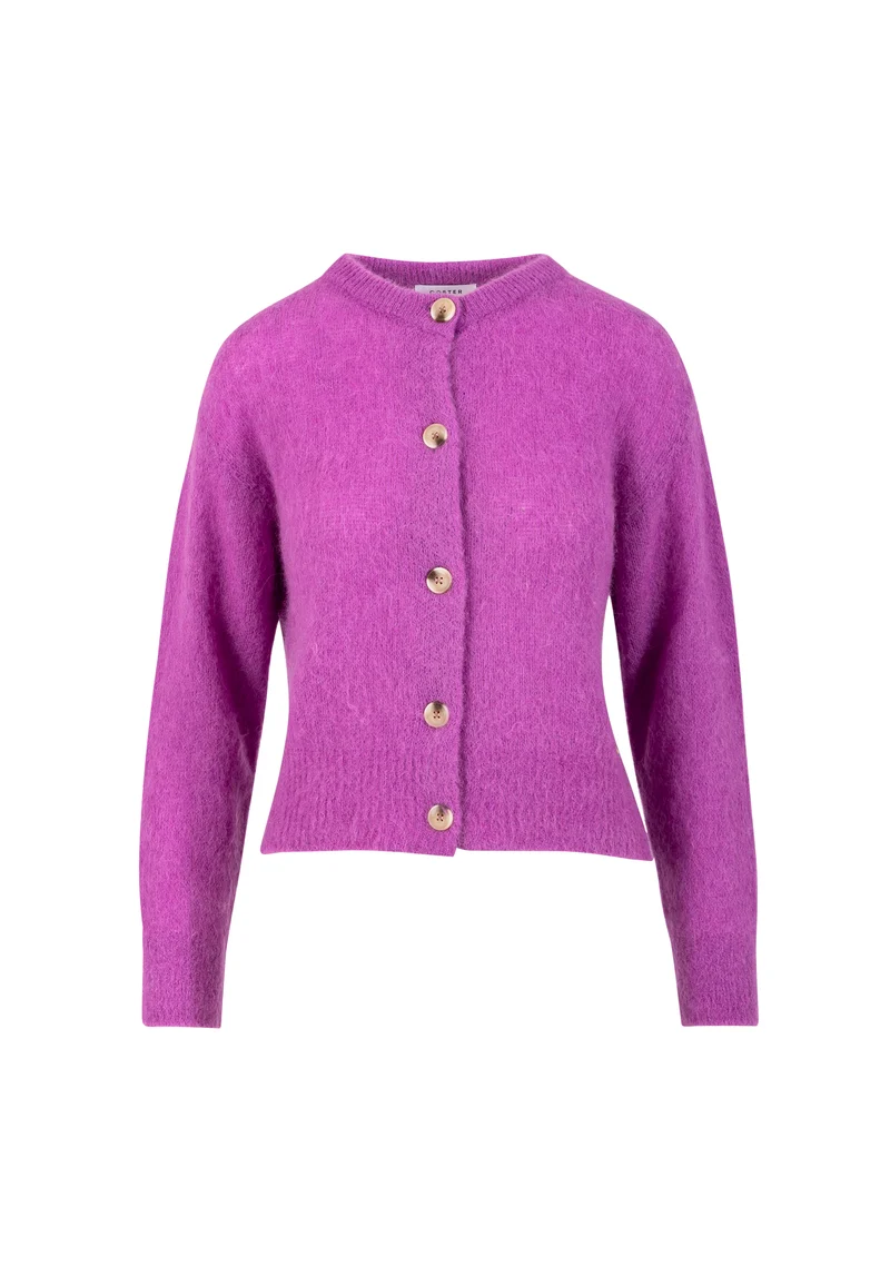 Stickad kofta i alpacka - Electric purple -823