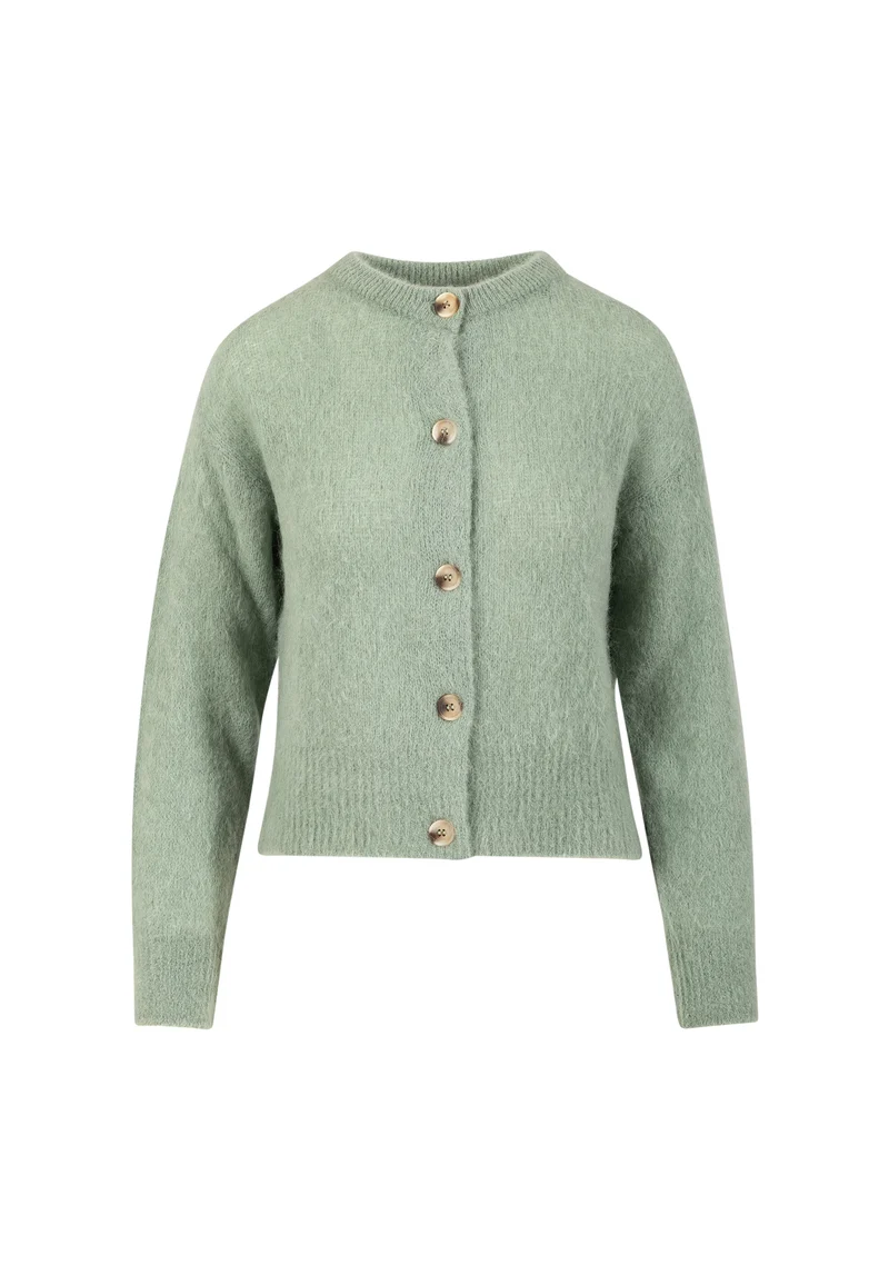 Stickad kofta i alpacka - Dusty green