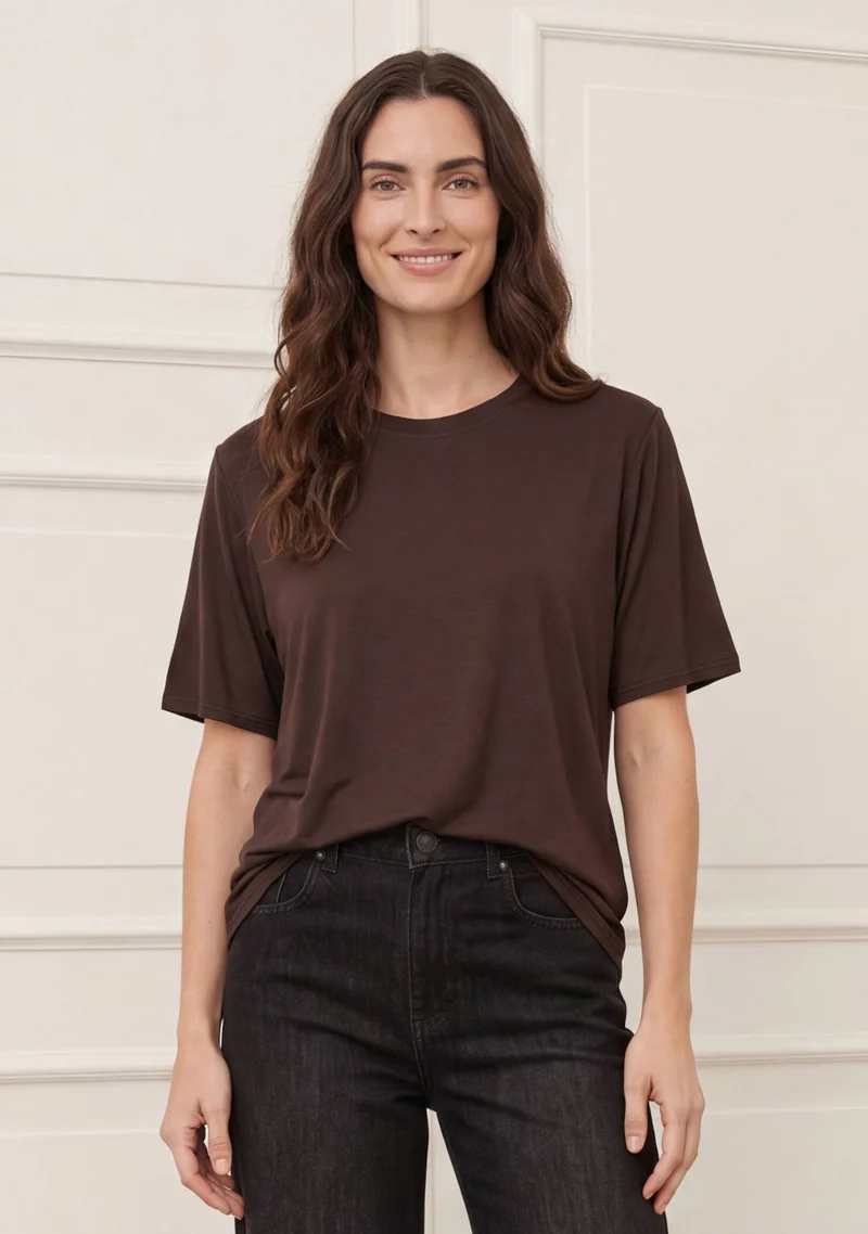 Nugga Basic O-Neck T-Shirt - Dark brown