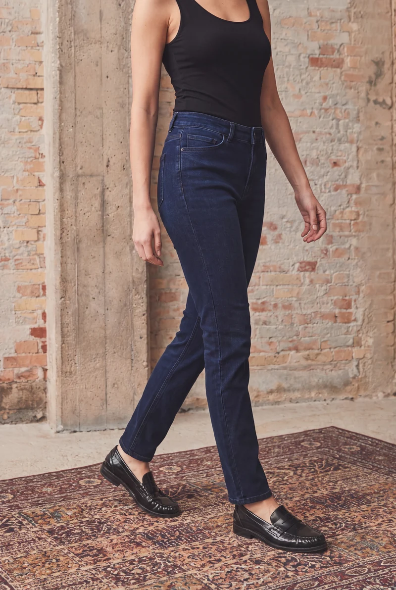 Monza Long Straight Jeans - Blue/Black Wash