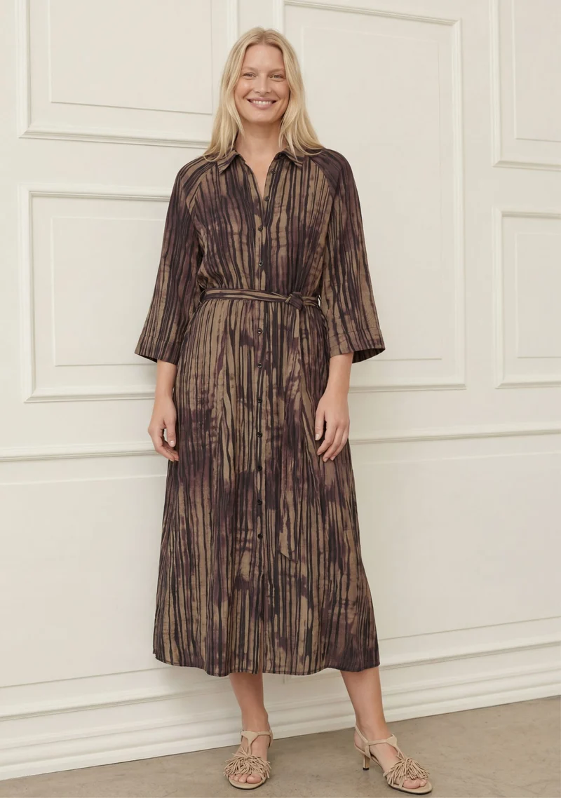 Ane Button Dress - Aubergine Flow