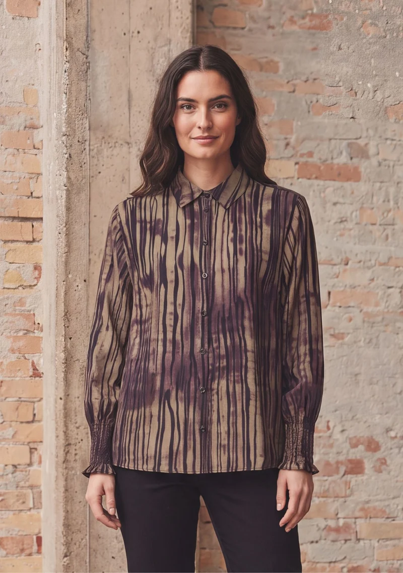 Ane Smock Shirt - Aubergine Flow