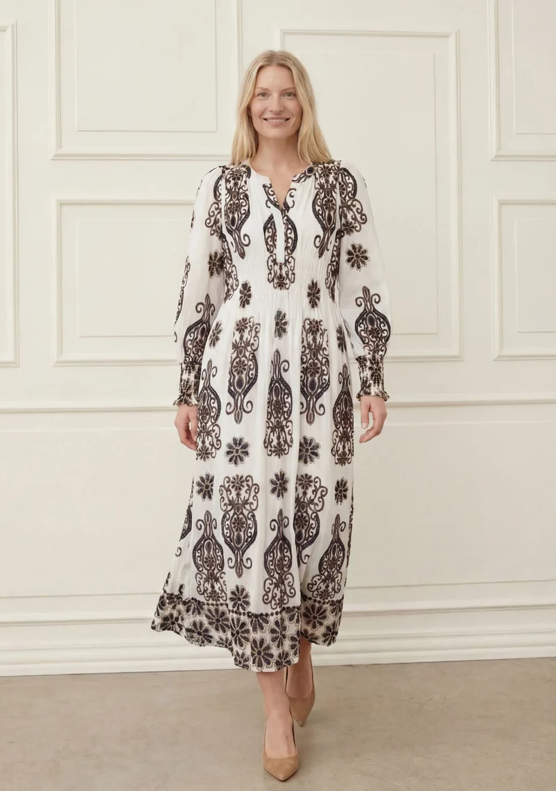 Ane V-Neck Dress - Summer Border Print