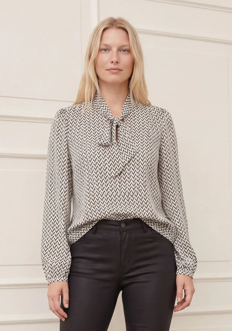 Jill Blouse - Black Zig Zag