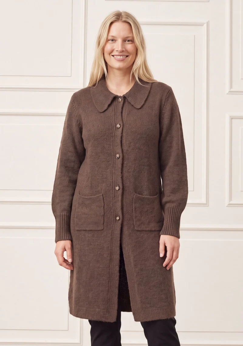 Joa Long Cardigan - Dark brown