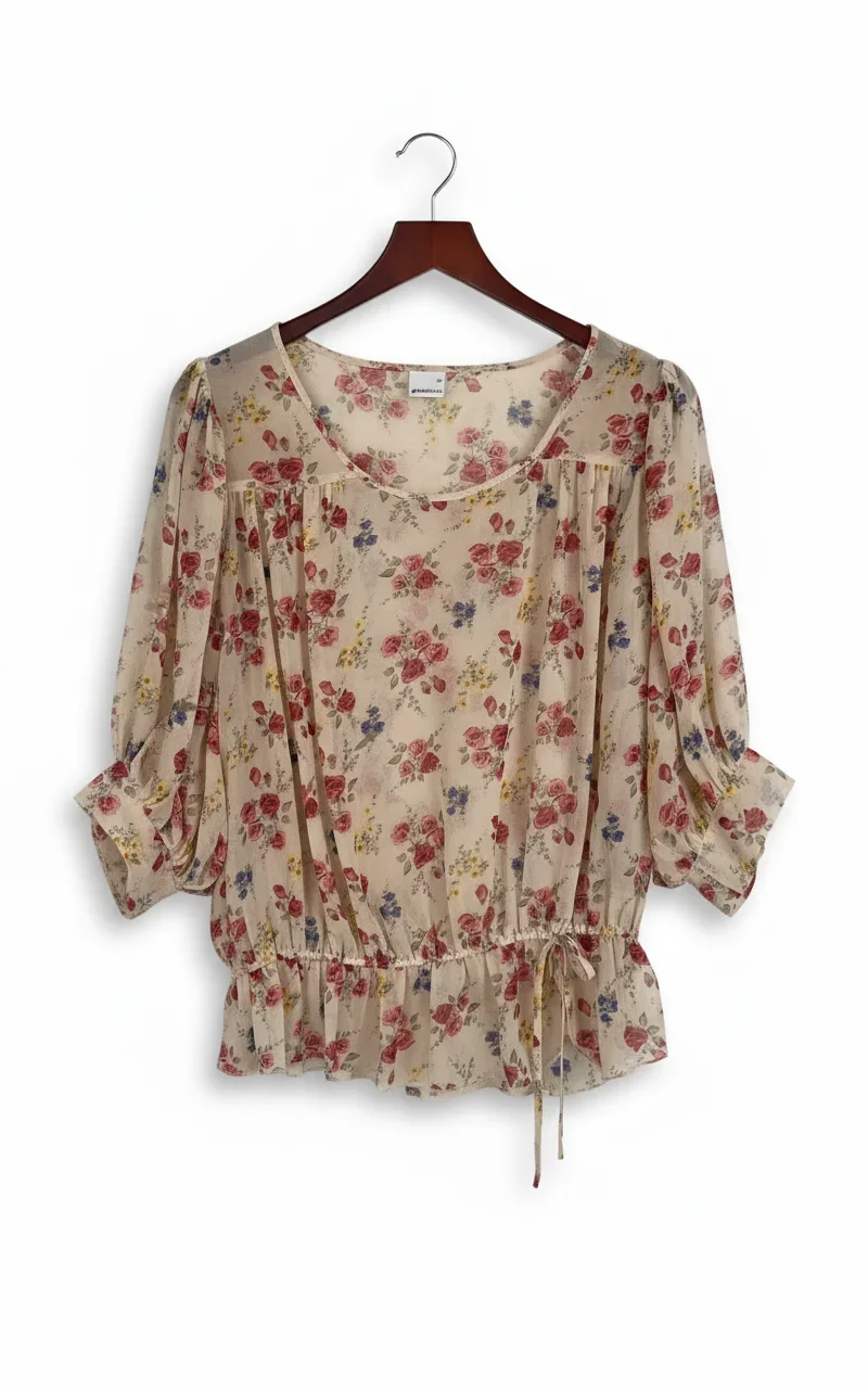 Gina Tricot Karin Party Blus Blommig Genomskinlig Topp