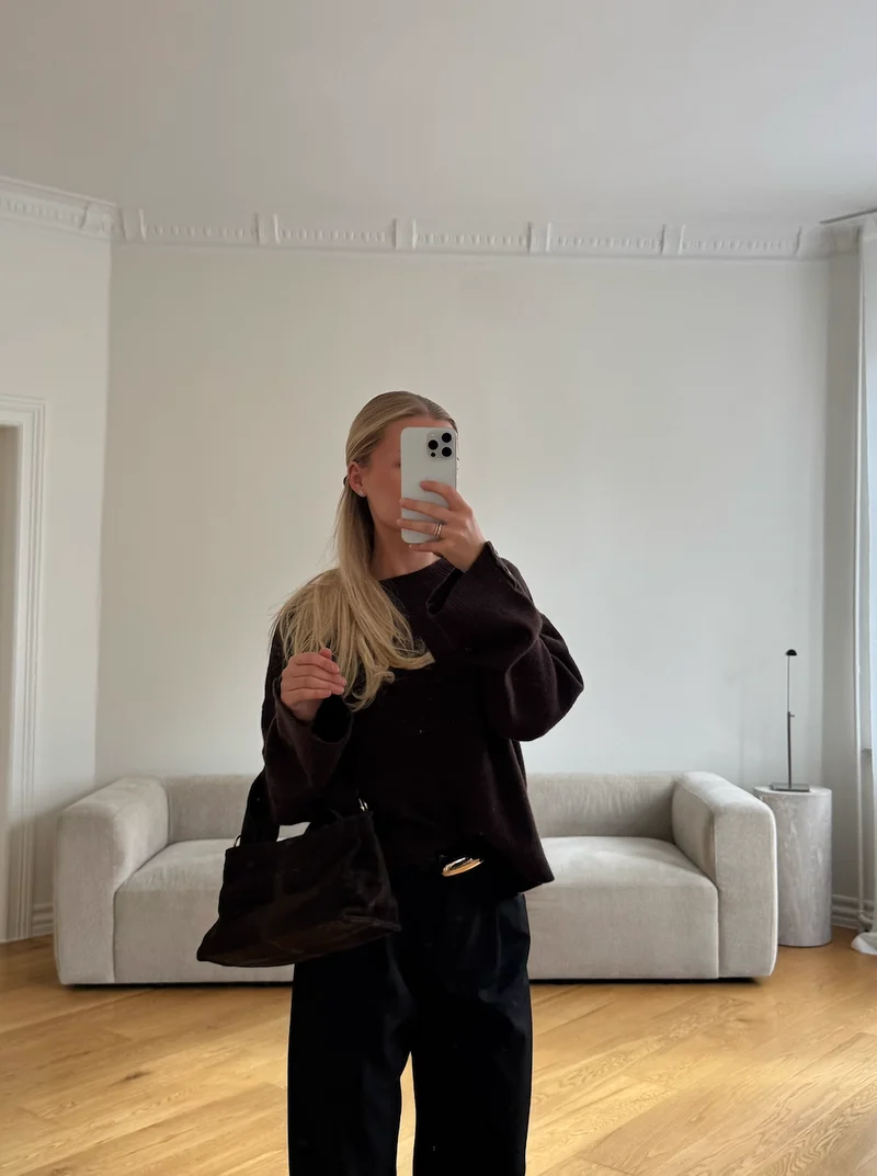 Erica striktrøje mørkebrun