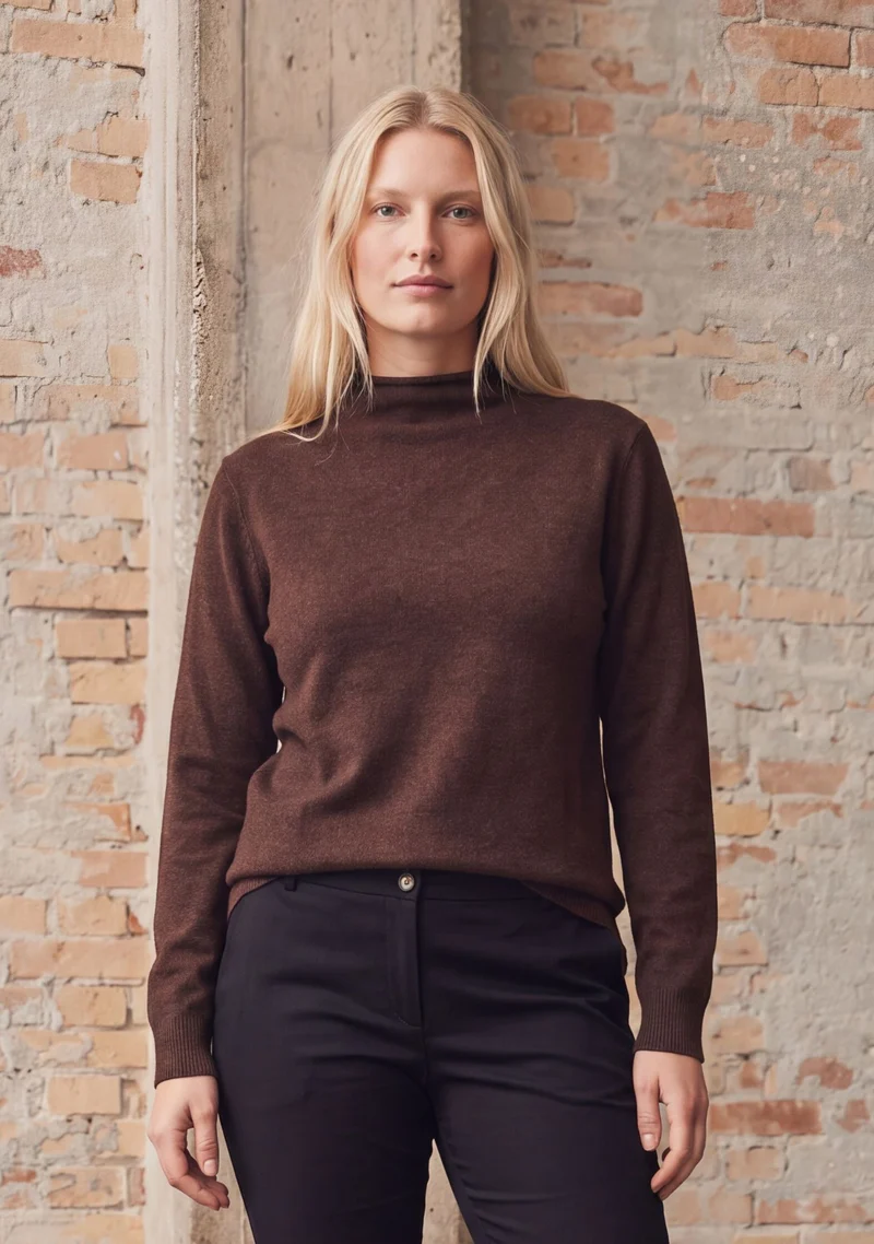 Frigga A-Shape Pullover - Dark Brown Melange