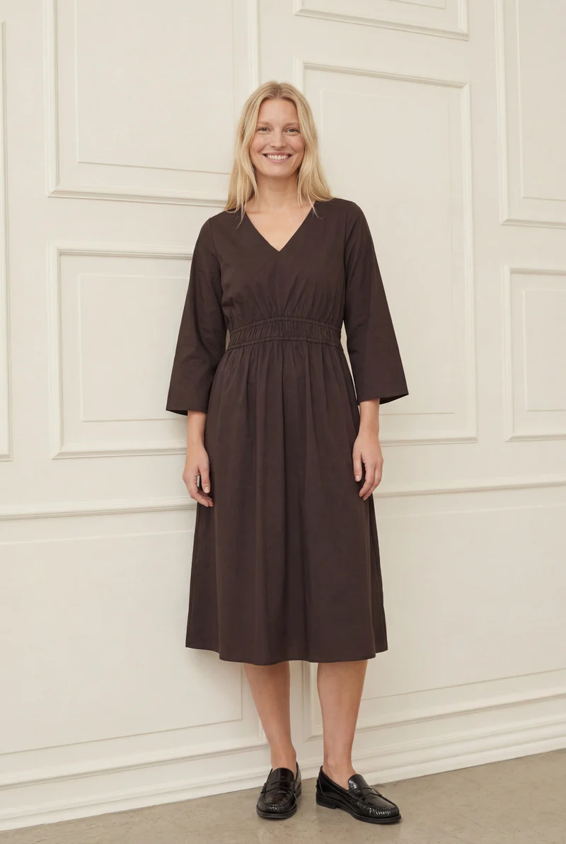 Sigga Sleeve Dress - Dark brown
