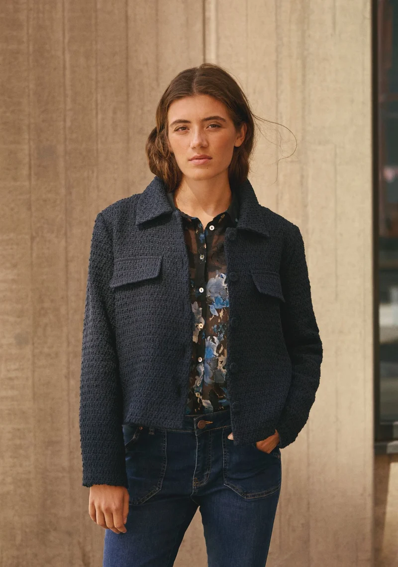 Chia Blazer - Navy Melange