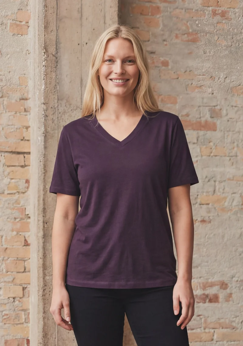 Nugga Basic V-Neck T-Shirt - Aubergine