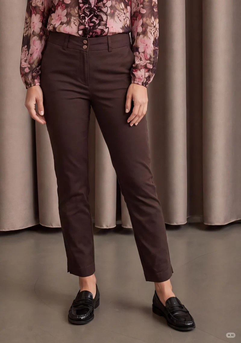 Isay Highwaist Chino - Dark brown