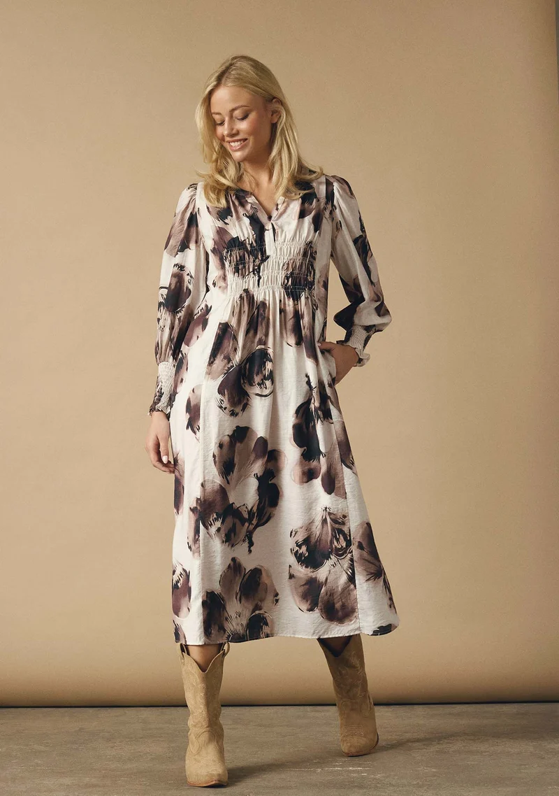 Naomi V-Neck Dress - Aubergine Floral