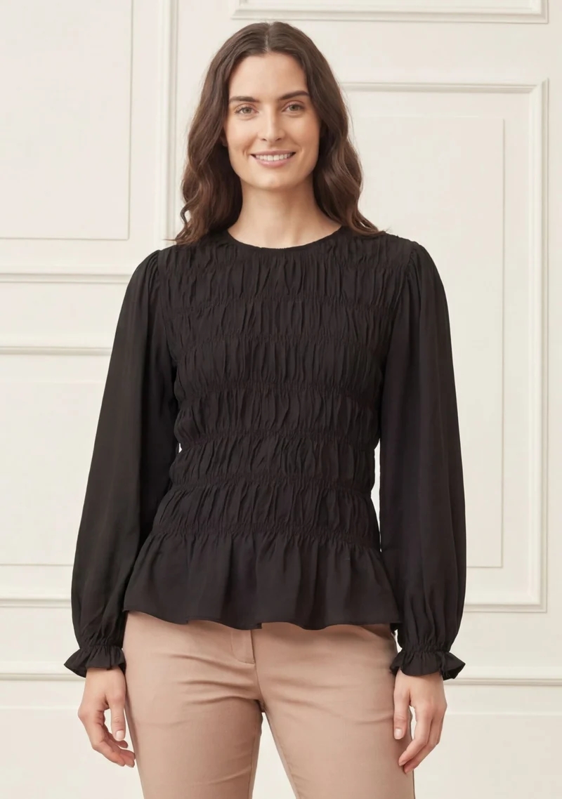 Noel Smock Blouse - Black