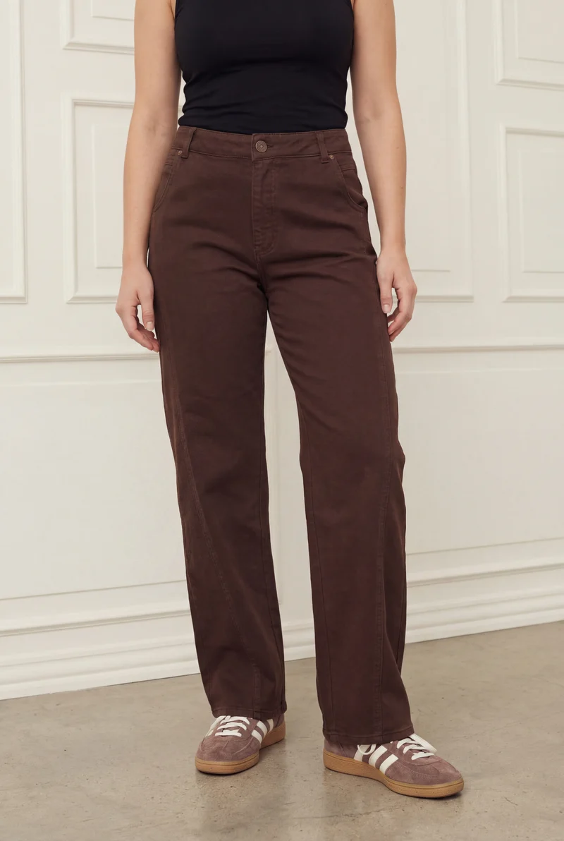 Como Slit Twill Pant - Dark brown