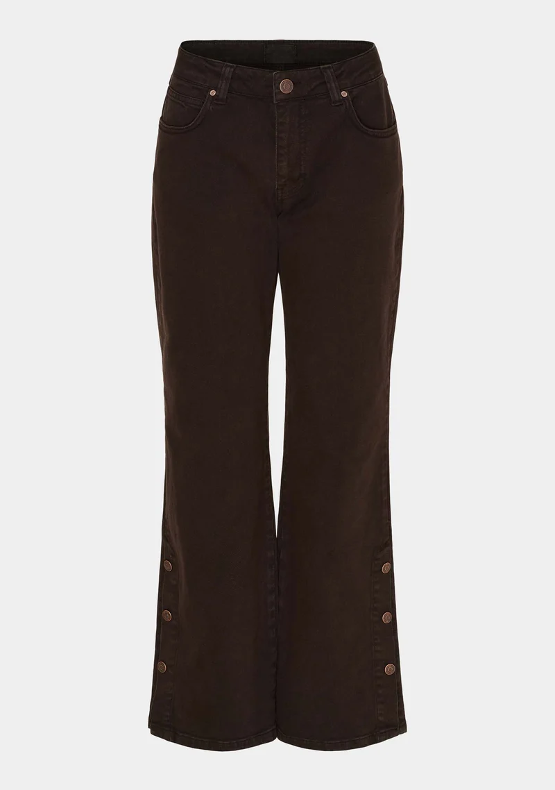 Como Twill Button Pant - Dark brown