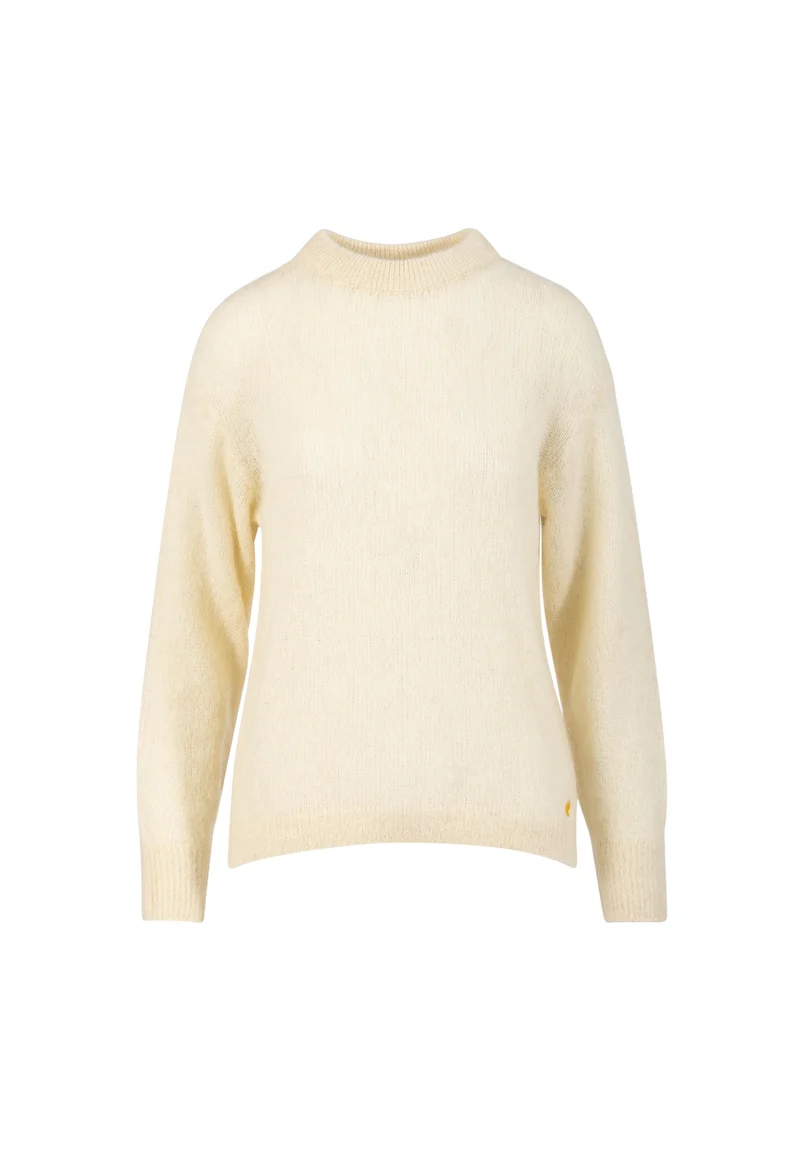 O-ringad stickad i alpacka - Creme