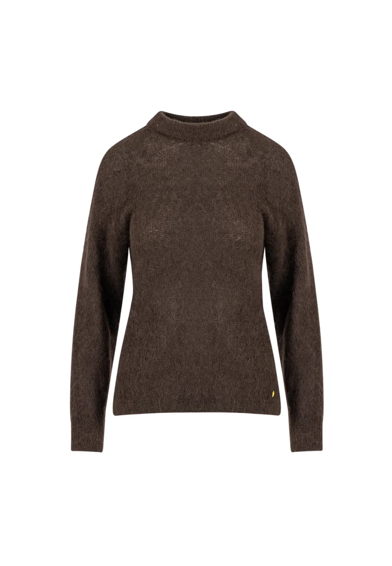 O-ringad stickad i alpacka - Chocolate brown