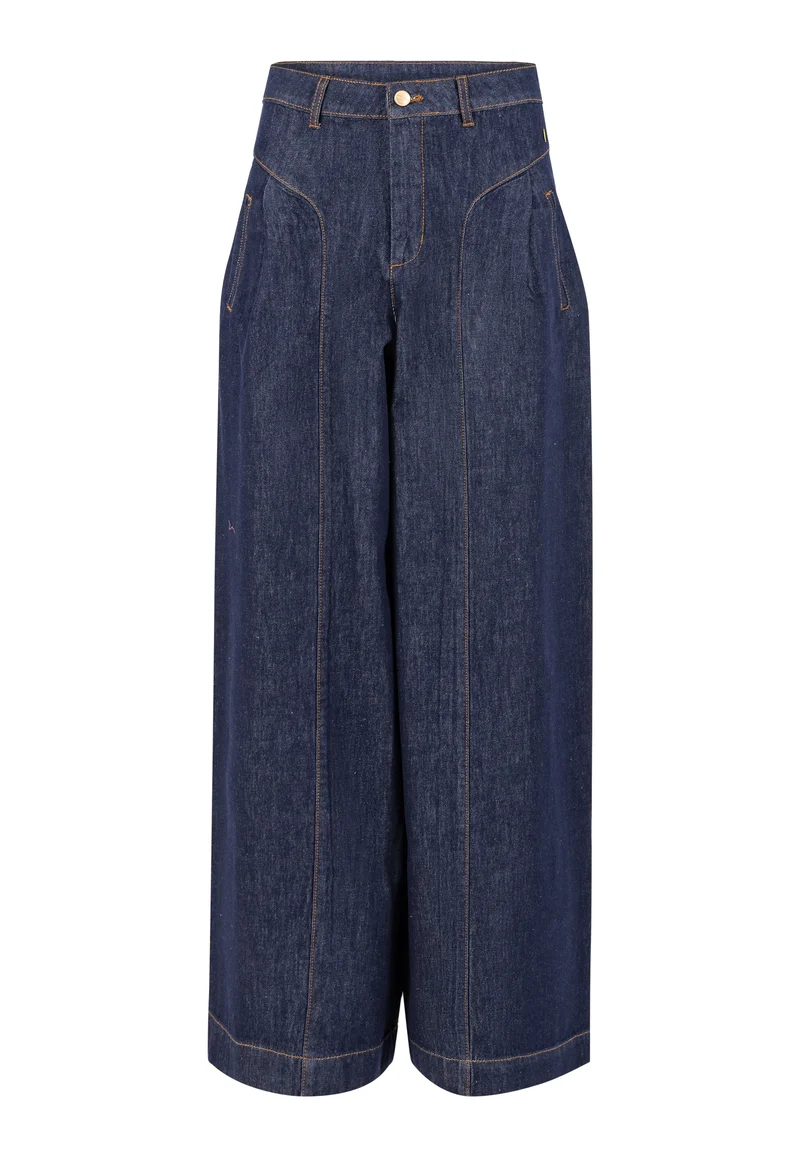 Högmidjade denimbyxor - Anna passform - Dark Blue Denim