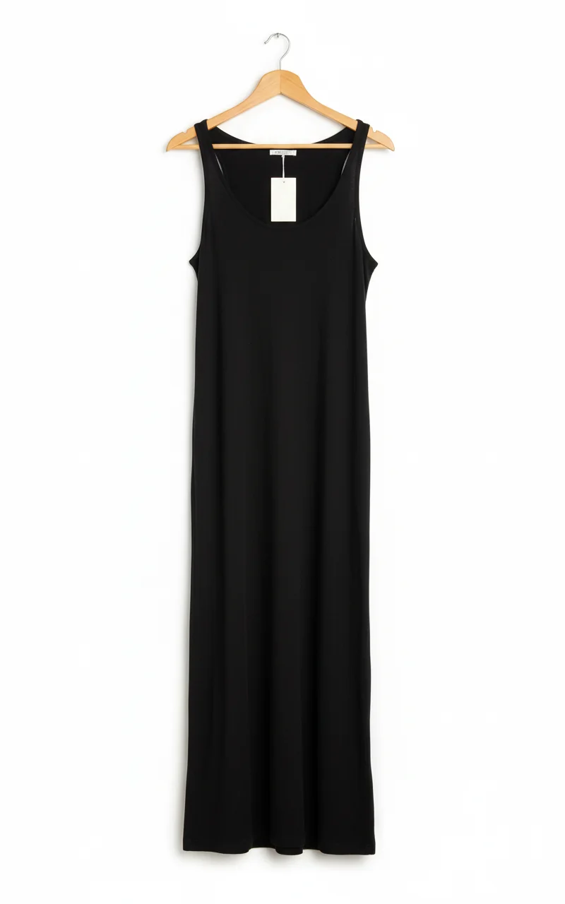 H&M Basic svart ärmlös maxiklänning