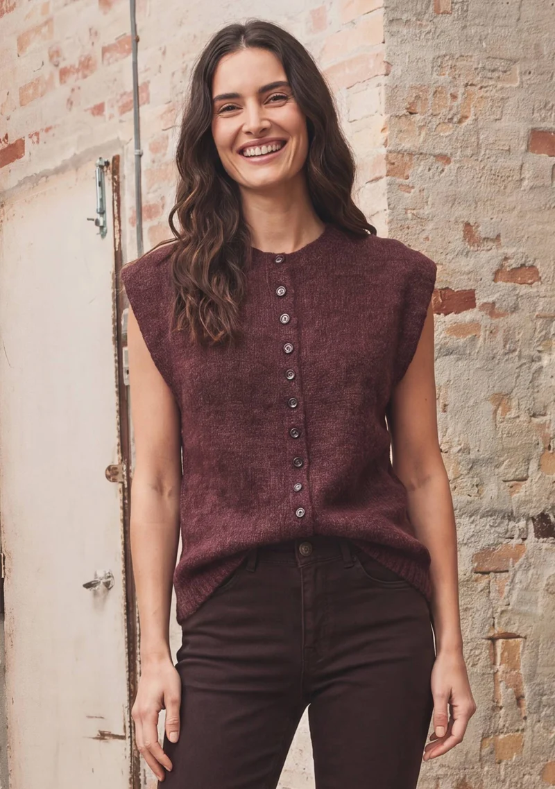 Cosima Waistcoat - Wine Melange