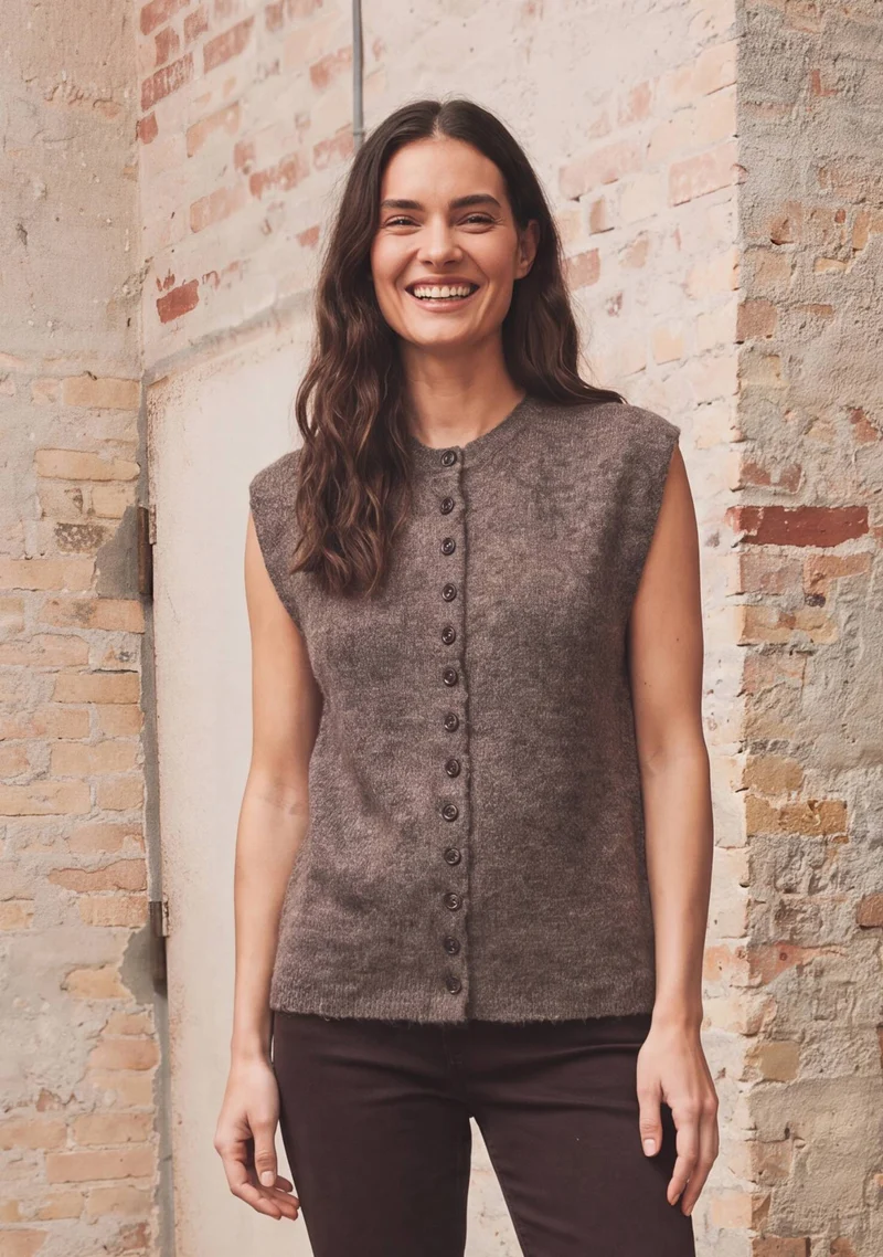 Cosima Waistcoat - Dark Brown Melange