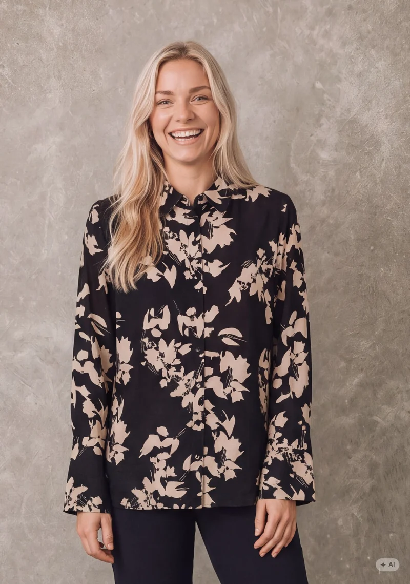 Ane Shirt - Black w/Cream