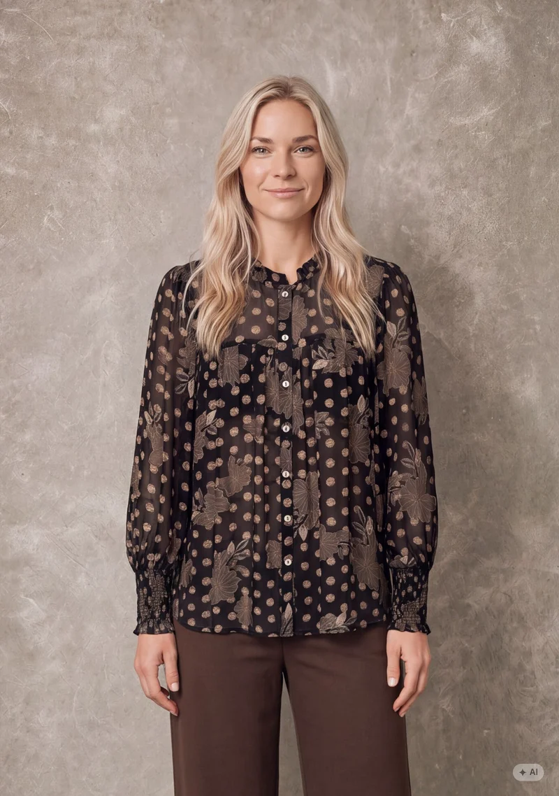 Otella Smock Shirt - Flower/Dot Print
