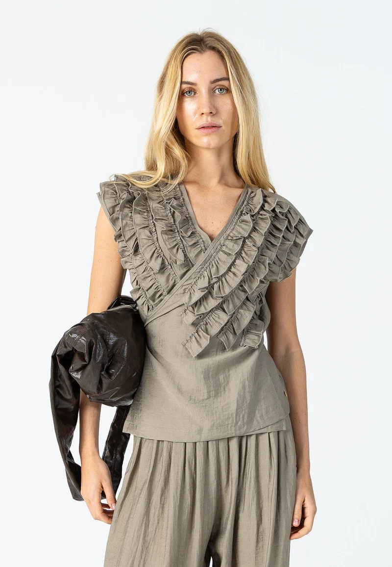 Omslag volangtop - Sage green