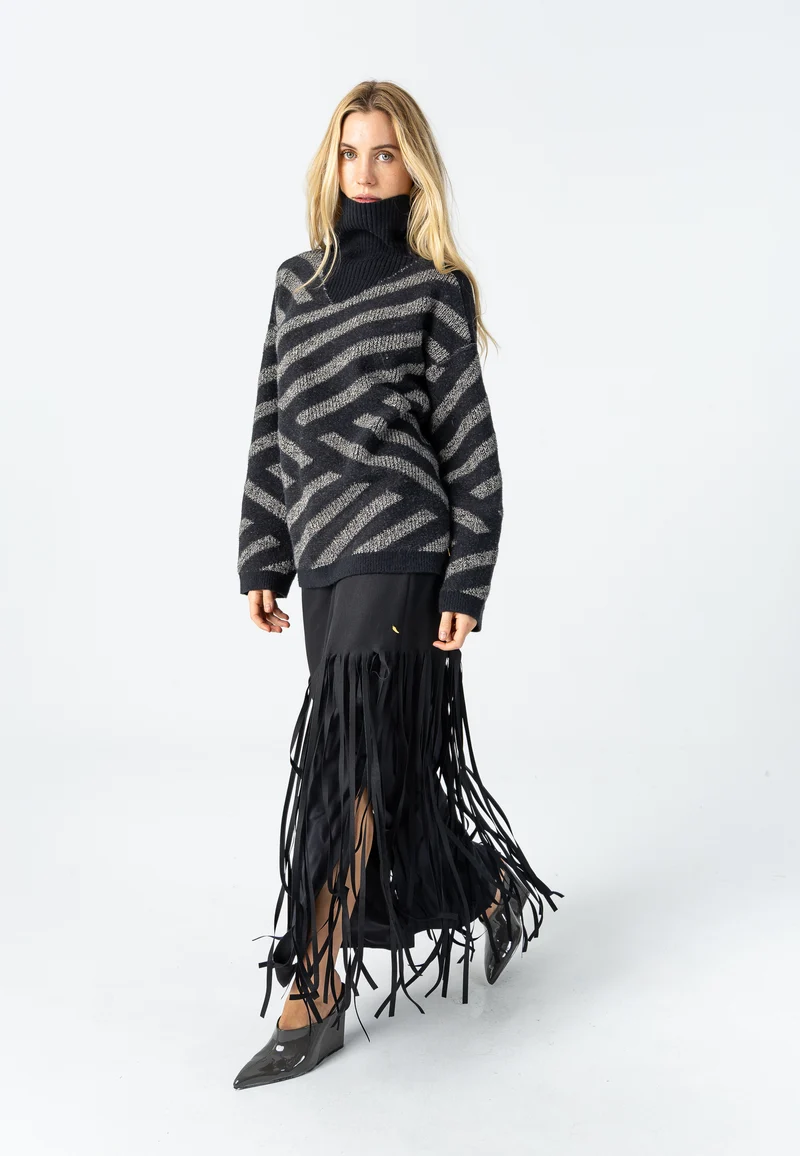 Fringe-kjol - Black