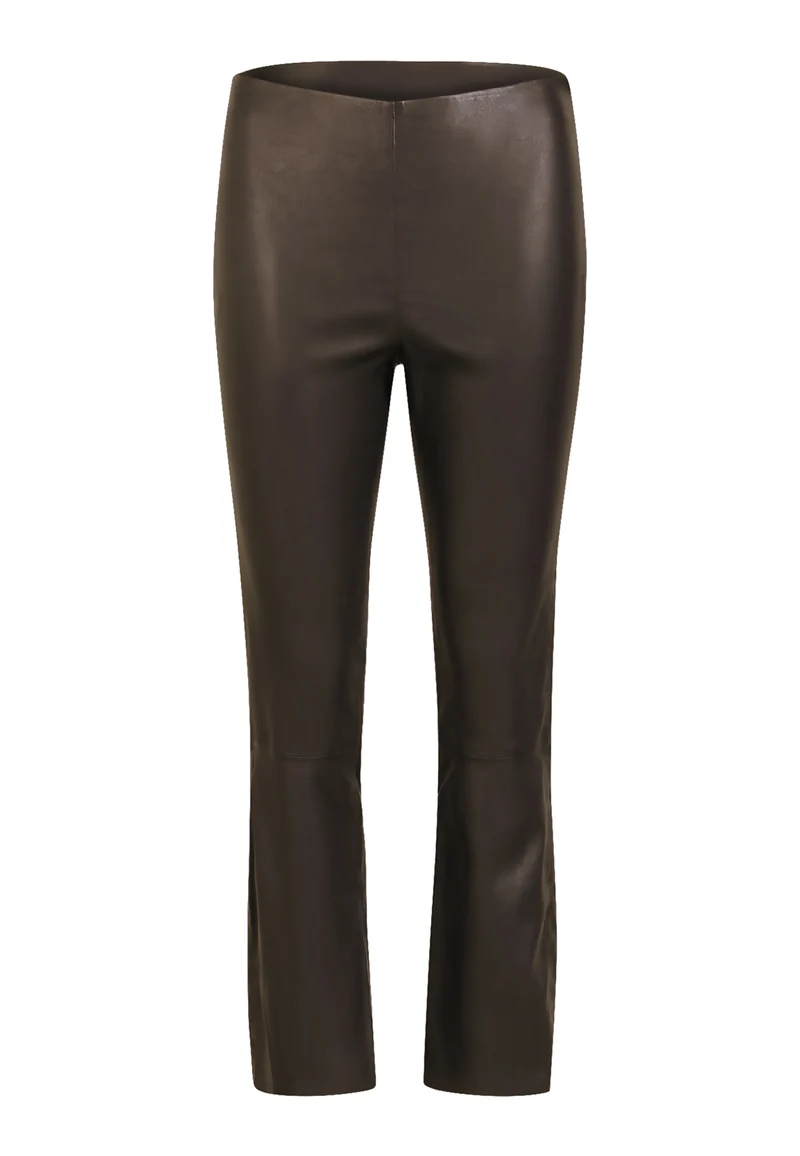 CROPPED LEATHER LEGGINGS - MYNTE FIT - Night Brown