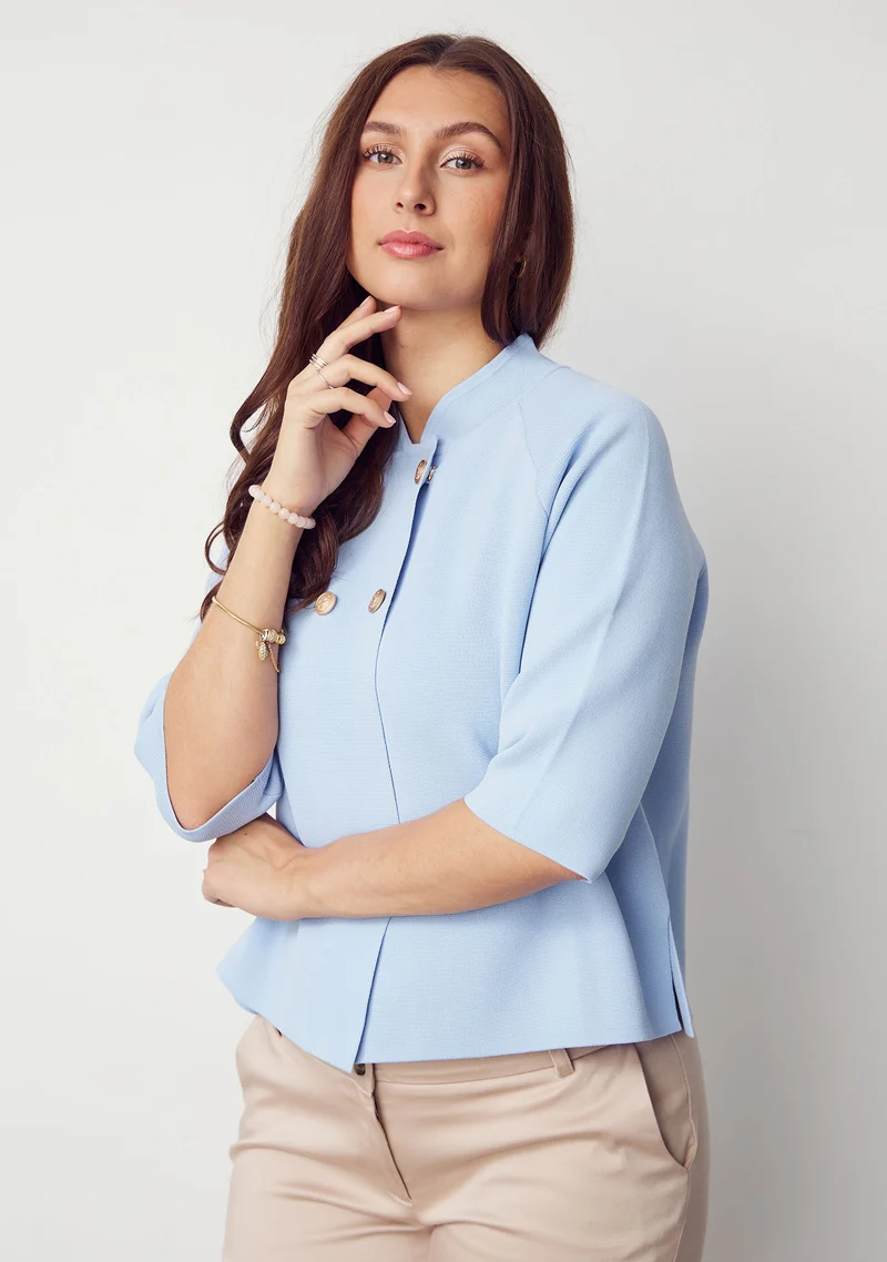 Jena Poncho Blouse - Light Blue
